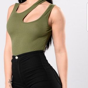 Olive Sleeveless bodysuit